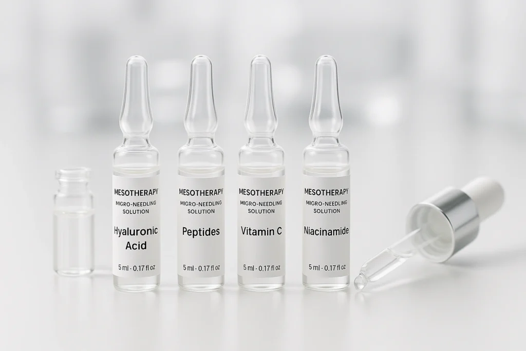 Ampułki z koktajlami do mezoterapii mikroigłowej z aktywnymi składnikami anti-aging